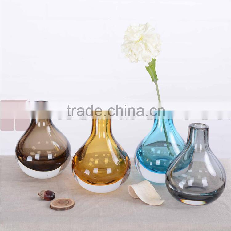 Casamotion Decorative Modern Mini Bud Blue Color Handmade Glass Vase Decoration