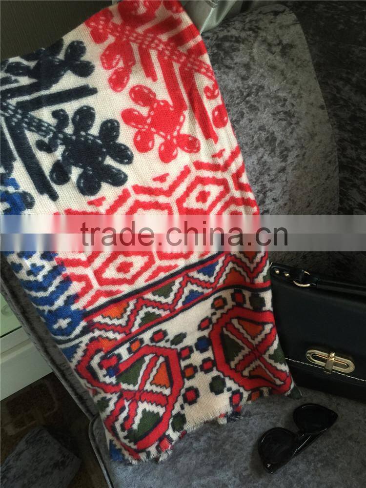 Best Selling Winter Warm Soft Colorful Printed Wool Square Scarf