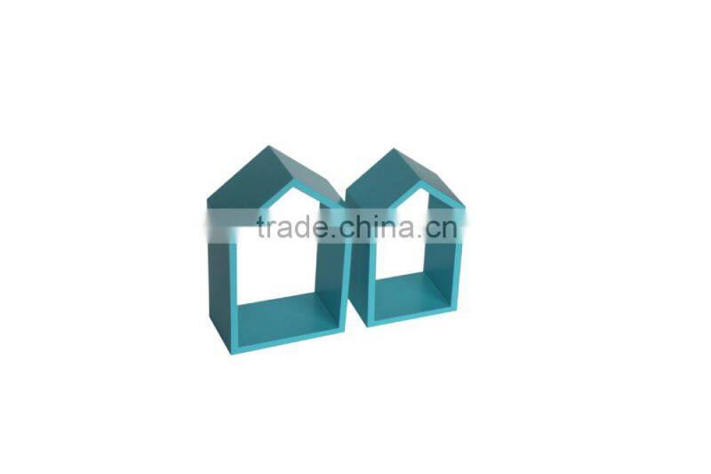 house shape wooden cube display mini wall shelf