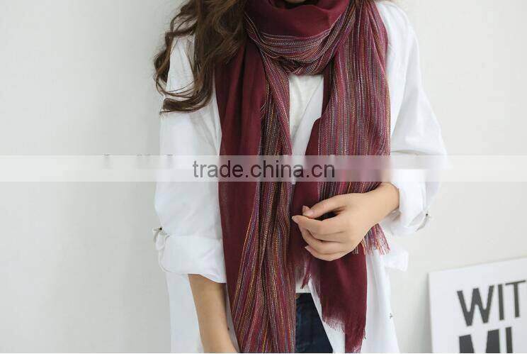 Wholesale Latest Colorful Striped Cotton Viscose Woman Shawl Scarf