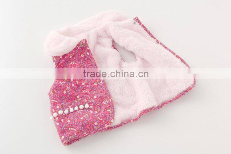 Japanese wholesale products high quality flower pattern baby winter cute toddler vest children clothing kids wear infant clothes