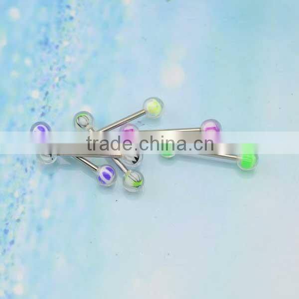Wholesale Straight-Bar With Double Resin Balls Free Sample Tongue Rings