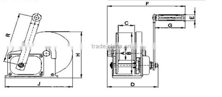 Hand operate belt winch 600lbs/850lbs