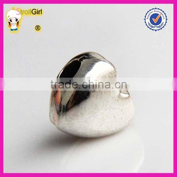 Heart Charm with clear stone 925 sterling silver Clasp stopper Beads