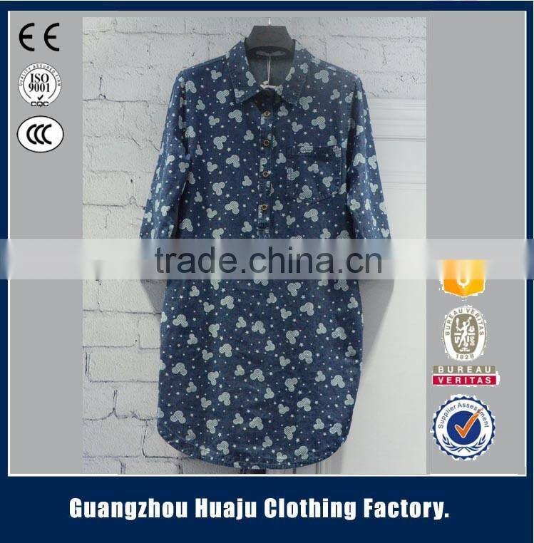 Guangzhou Newest Garment Factory Wholesale Women denim shirt Plain Loose Top