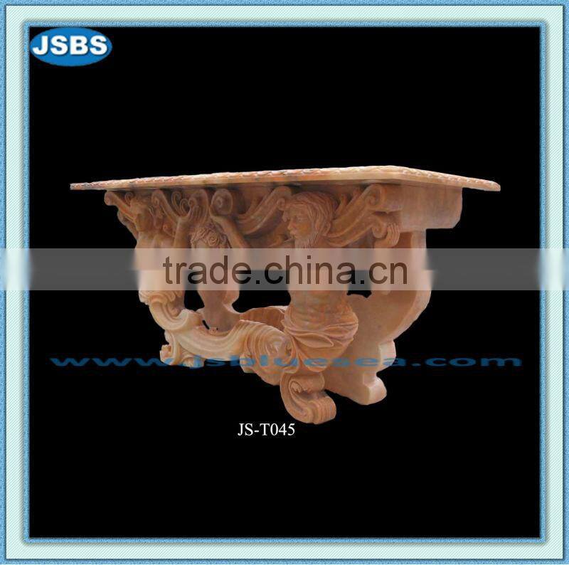 hand carved marble table with statue base