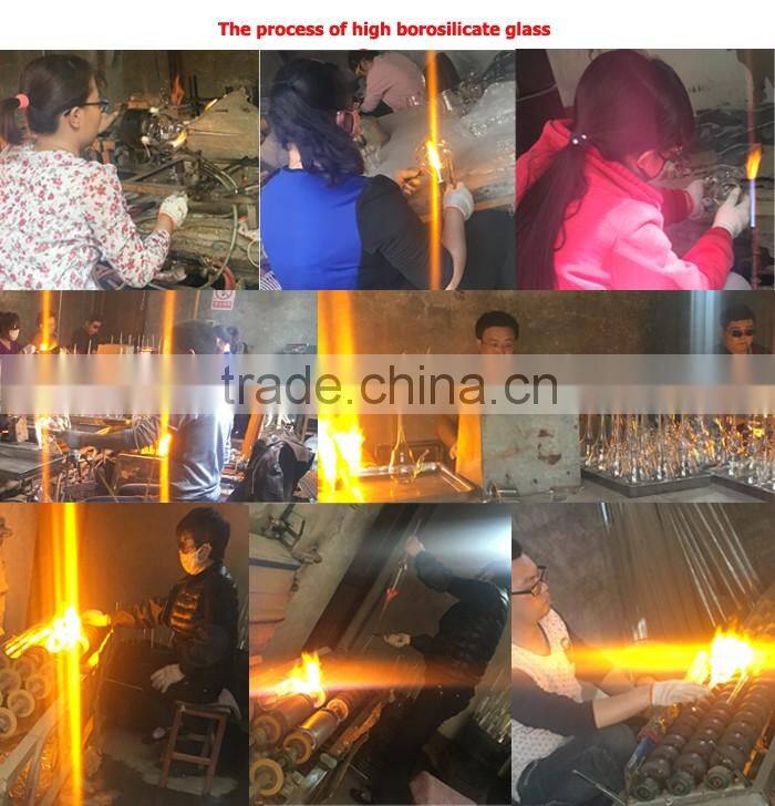 Cone shaped clear glass long stem candle holder cross