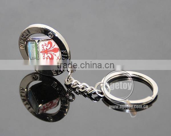 Italy Firenze Souvenirs Customized Spinning Scenery Dice Rotate Metal Revolve Dice Key Ring