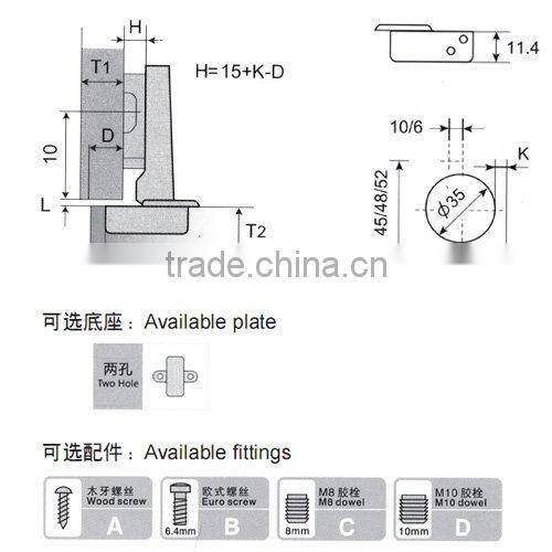 Slide-on furniture hinges