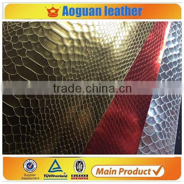 2016 PU leather crocodile metallic fabric for making lady party handbag fabric
