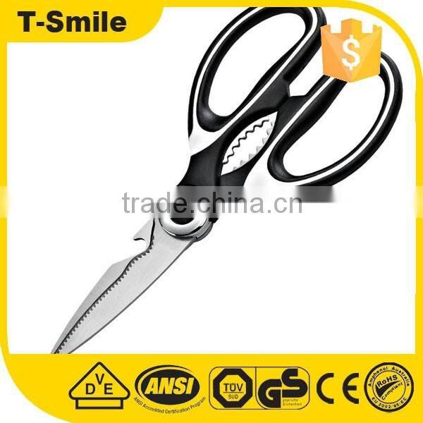 Multifuctional plastic and rubber handle special blade kitchen scissor