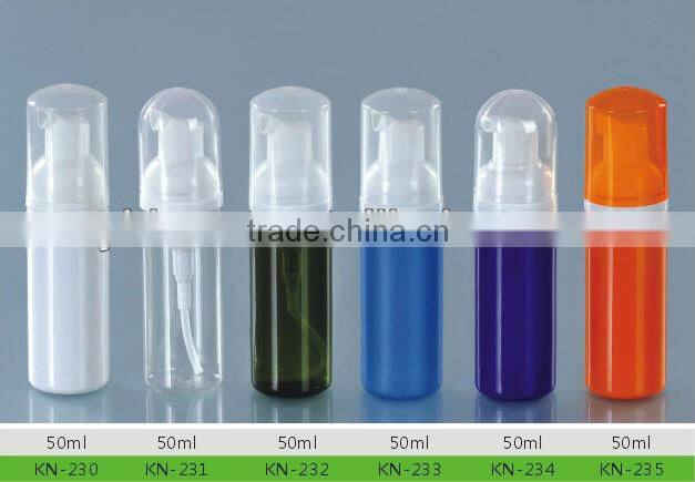 50ml PET/HDPE empty plastic foam pump bottles, empty cosmetic foaming pump bottles