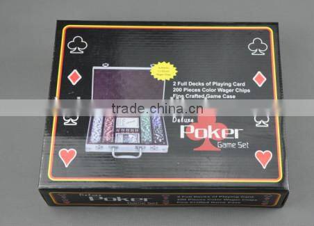 Plastic Pocker Poker Game Set 200pcs Color Wager Chips Clay Poker Chip Set For Casino