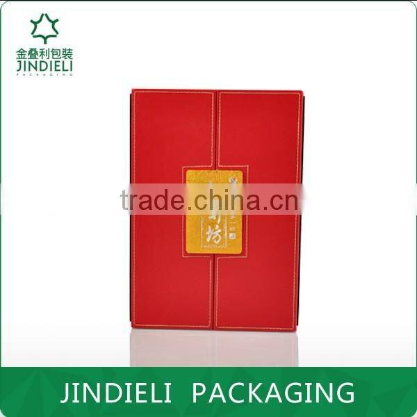 Red leather double door white spirit packaging box