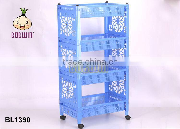 4-tier plastic kitchen rack with wheels