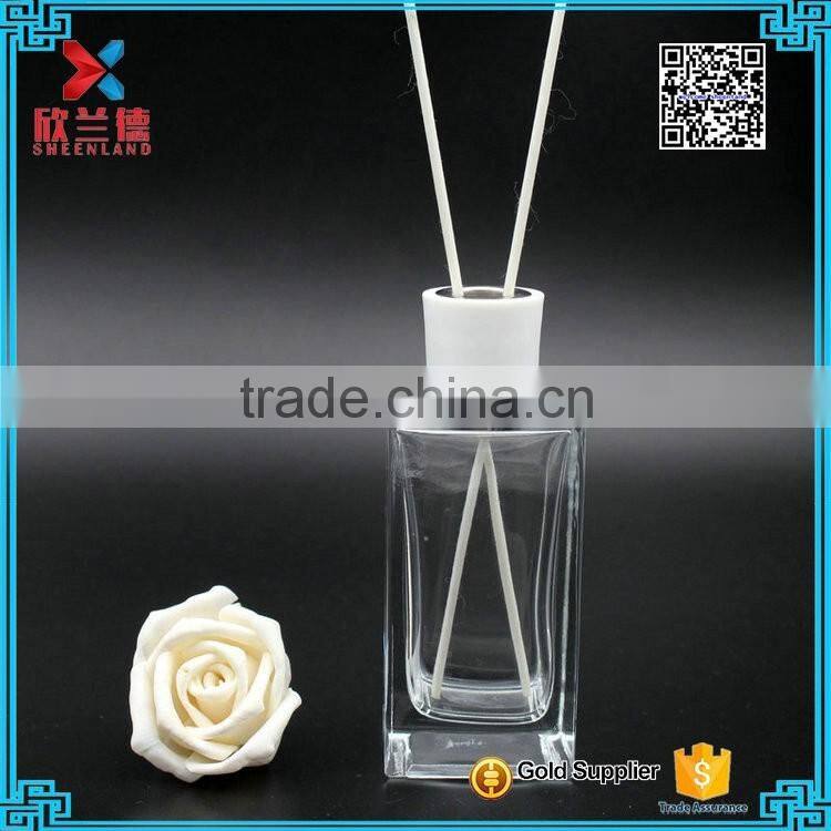 glass diffuser bottle 200ml rectangle shape best quality glass bottle reed sticks
