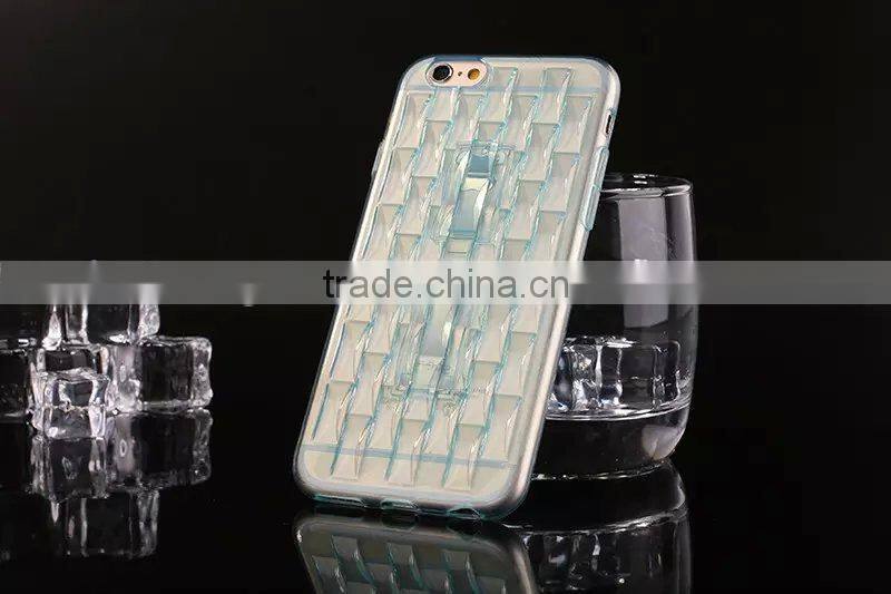 Water wave ice engraving style clear crystal case for iPhone 6 ultralslim soft rubber stand back cover