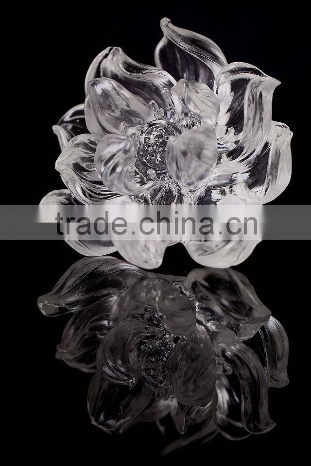 Meticulously carved Colorful home decoration crystal lotus