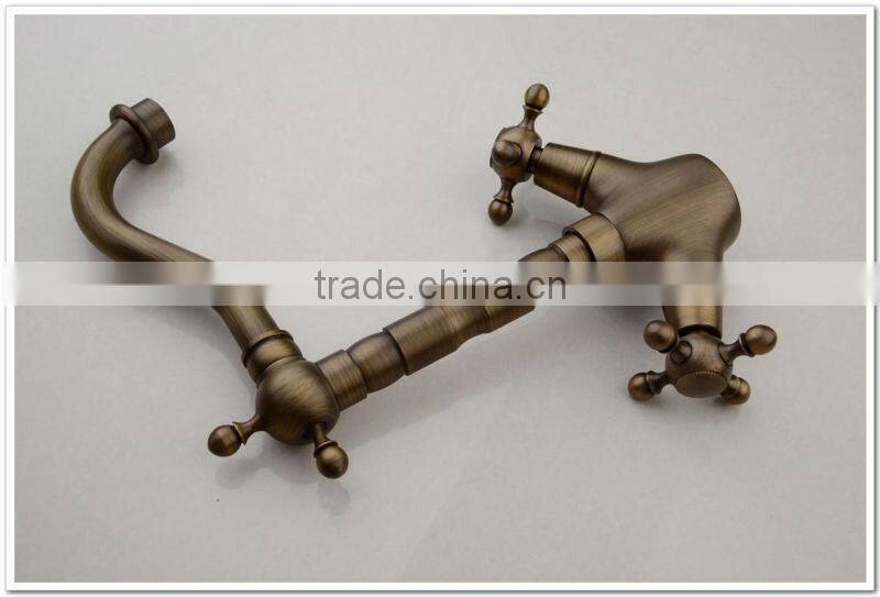 Antique bathroom wash basin mixer with two cross handles QH1771A