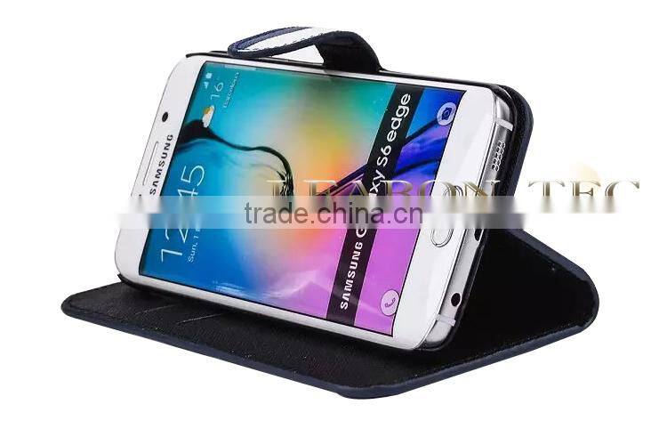 hot new products for 2015, fancy color strip wallet leather case for samsung galaxy s6 edge,