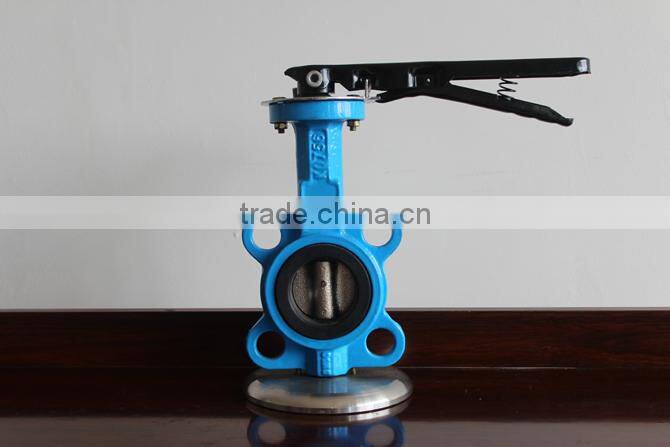 2015 TKFM hot sale city heating supply branch pipeline use low pressure 6 inch wafer butterfly valve handles