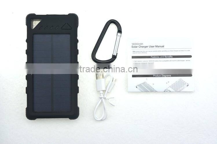 2016 Hottest selling Mobile Portable Solar Charger for Xiaomi Power Bank 16000mah logo customizable