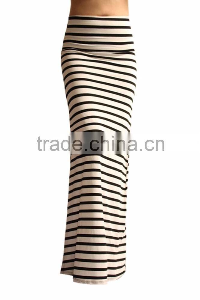 Women solid color rayon long maxi skirt for women