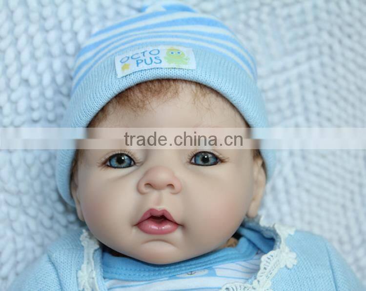 22inch silicone reborn baby doll wholesale fashion doll Blue handmade doll clothes newborn lifelike doll