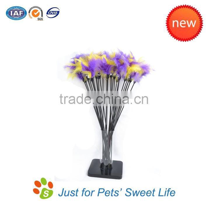 Cat Toy Bird Feather Bell Teaser Wand with Small Bell