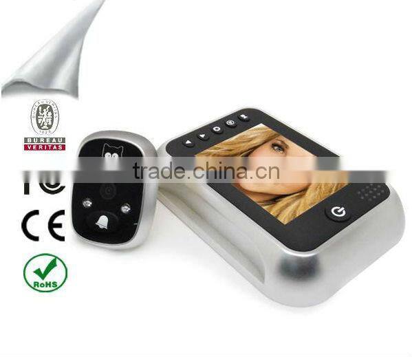 3.5" sliding screen door closer viewer recorder with monitor , auto photo shooting