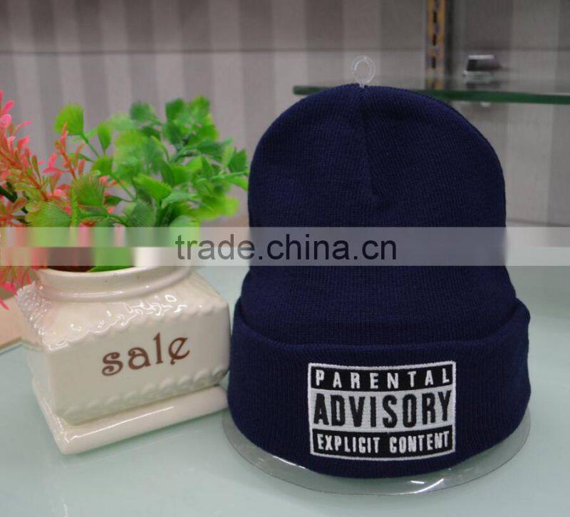 OEM promotional cheap winter Cuff Blank Plain Pom Pom Ski Custom Knitted 100% acrylic Beanie hat