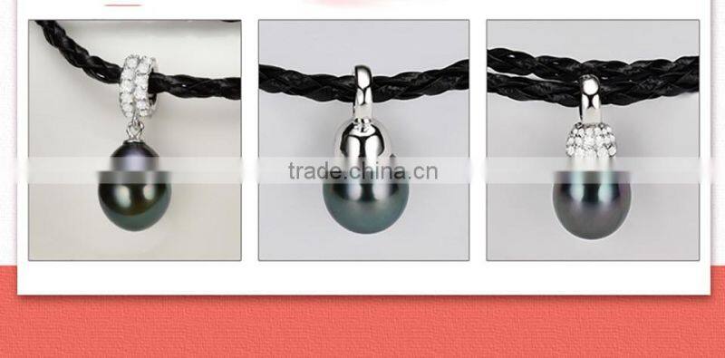single black tahitian pearl baroque genuine leather bracelet men