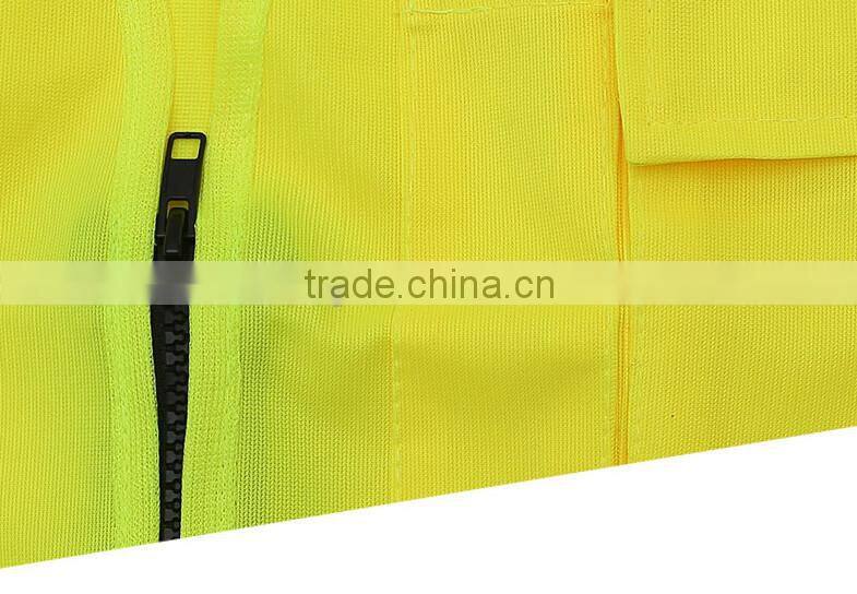 ANSI orange yellow high visibility work safety uniform reflective workwear with pockets