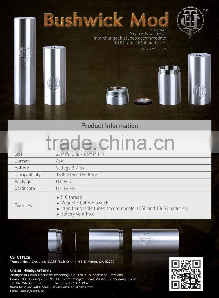 Thunderhead creations new products 304 stainless steel mechanical vape mod for ecig