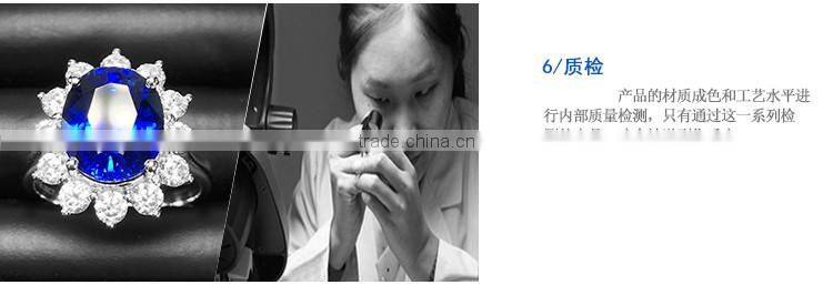 European style jewelry blue gemstone pendant 925 silver floating necklace for wedding