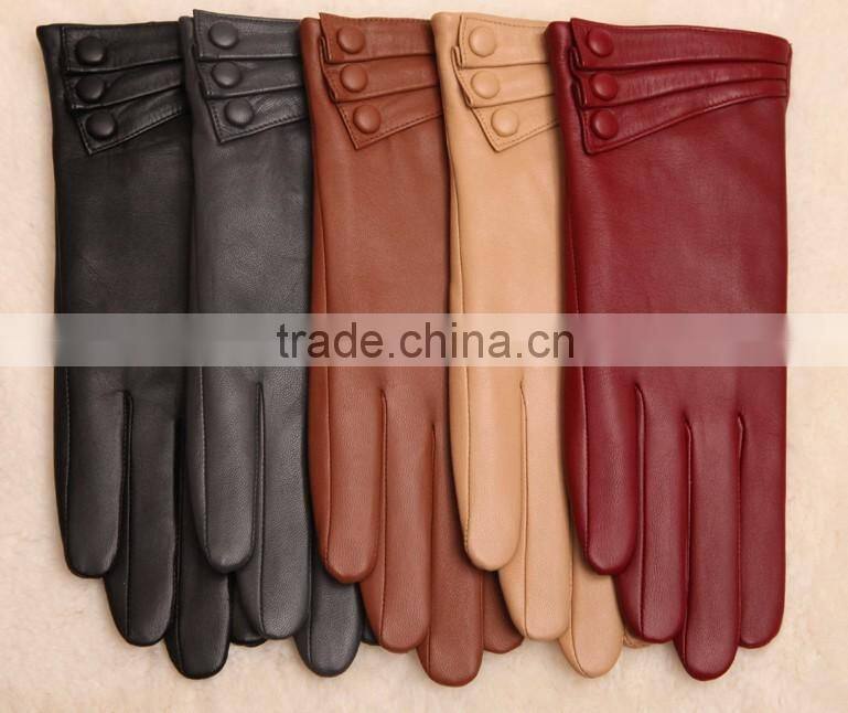 Women's GENUINE KID LEATHER fashion winter warm leather gloves