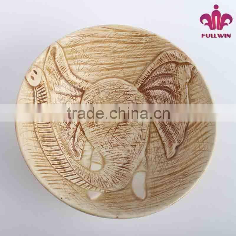 Cheap bulk ceramic bowl with elephant design
