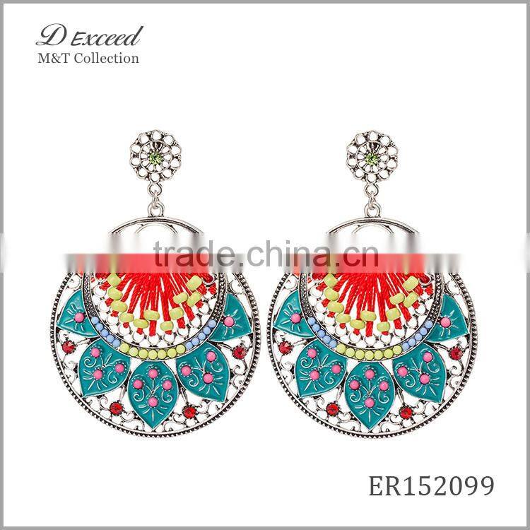 Wholesale Jewelry Fashion Designs Ladies/Women's Ethnic Bohemian Resin Cotton Woven Piercing Earrings Dangle Earrings
