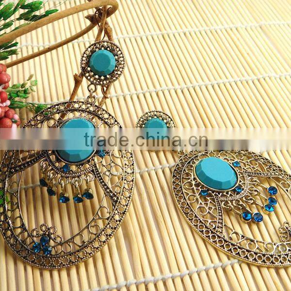 oval design hollow latest exotic turquoise fashion earring