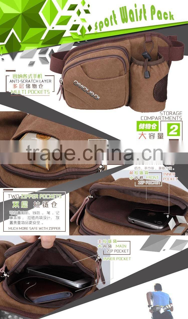 High Quality Multi-function Canvas Bottles & Cans Holster Cross Shoulder & Waist Messenger Bag