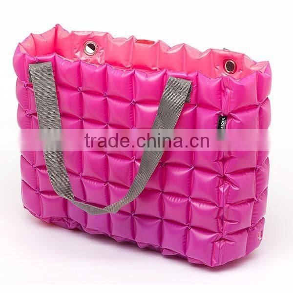 Rose/White inflatable bubble tote bag for beach