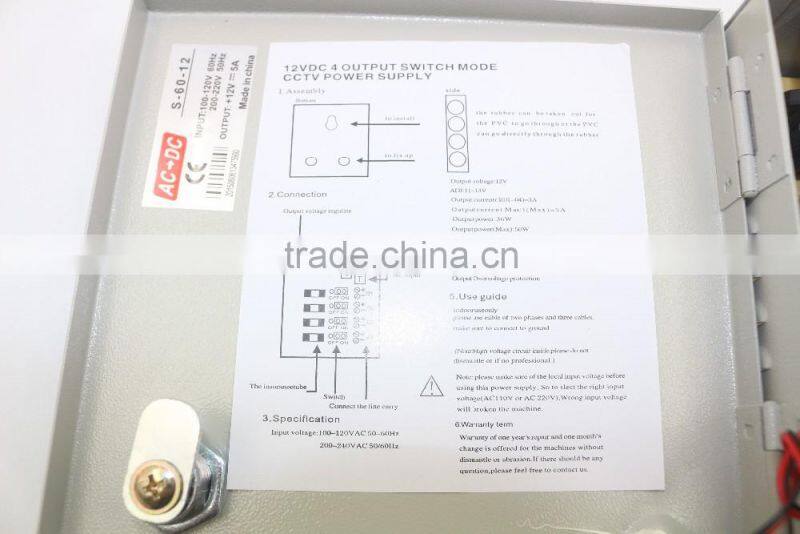 Manufacture high quality 12V 3A power supply box 4CH psu for cctv system YJS-A02