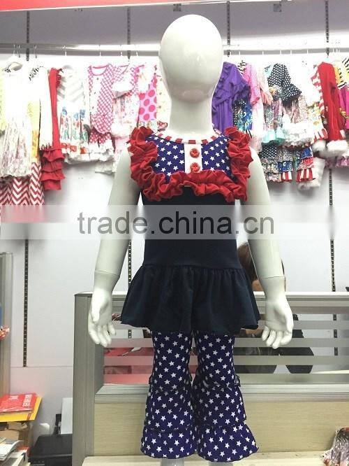 Boutique little girls dresses fashion style dress cute wave striped dress with bow knot