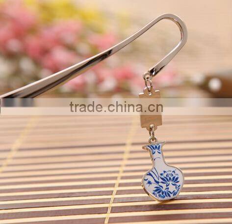Metal Bookmarks with Customized Logo Chinese style Blue and White Porcelain Bookmark metal for collection