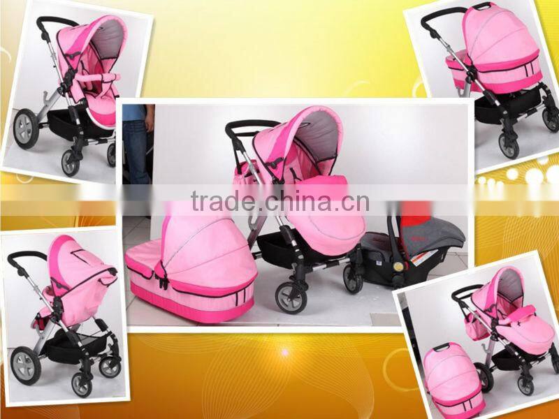 travel baby Pram 3 in 1 with 5 safe belt, 3 postion seat,