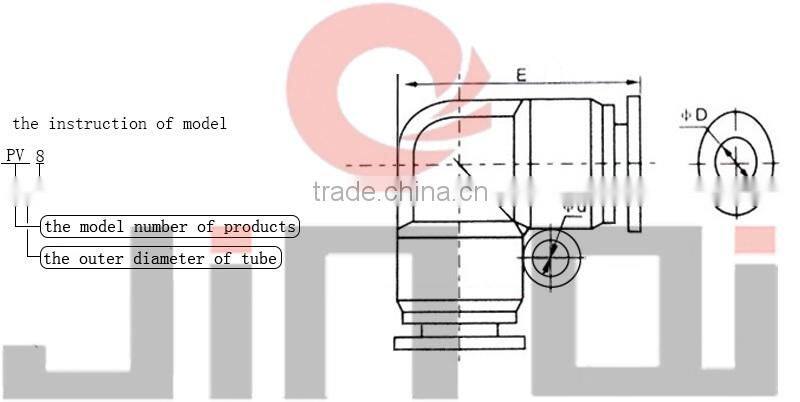made in china pneumatic elbow PU pipe plastic fitting