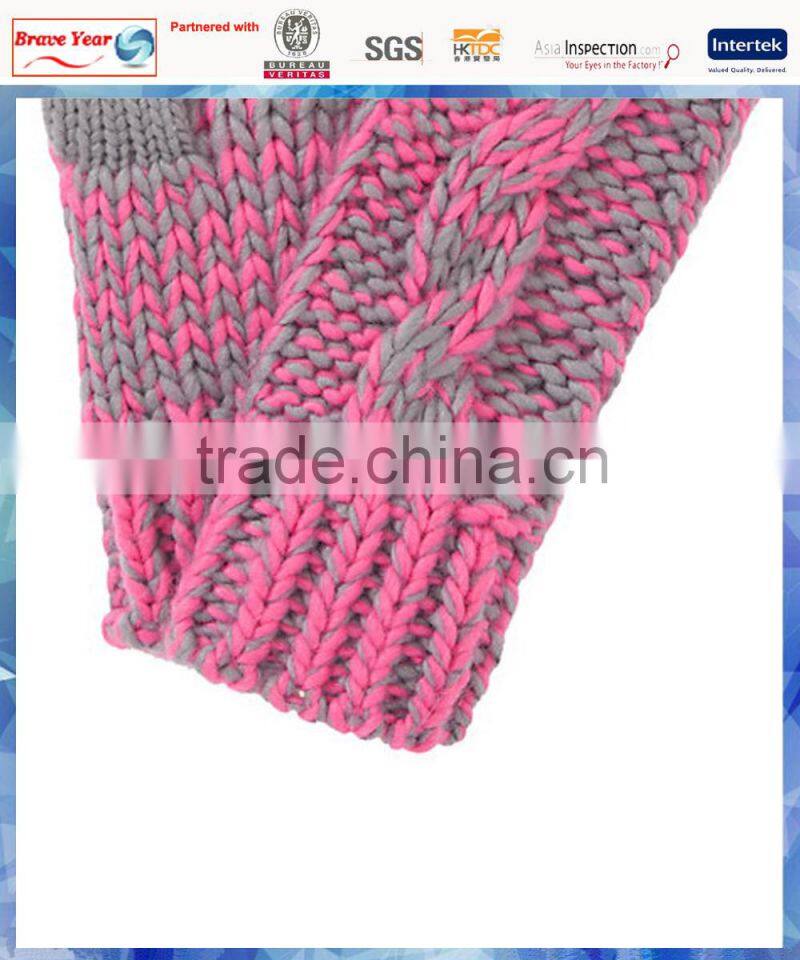 space dye cable knitted fleece lined women gloves