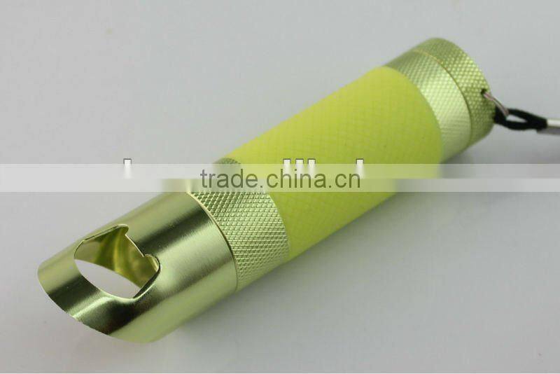 9 LED Fluorescence Cover Bottle Aluminum Flashlight