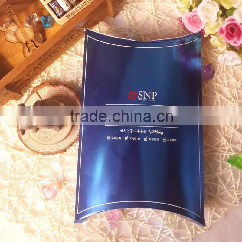Shinning Blue Customized Color Artpaper Facial Mask Masque Face Mask Pack Pillow Box