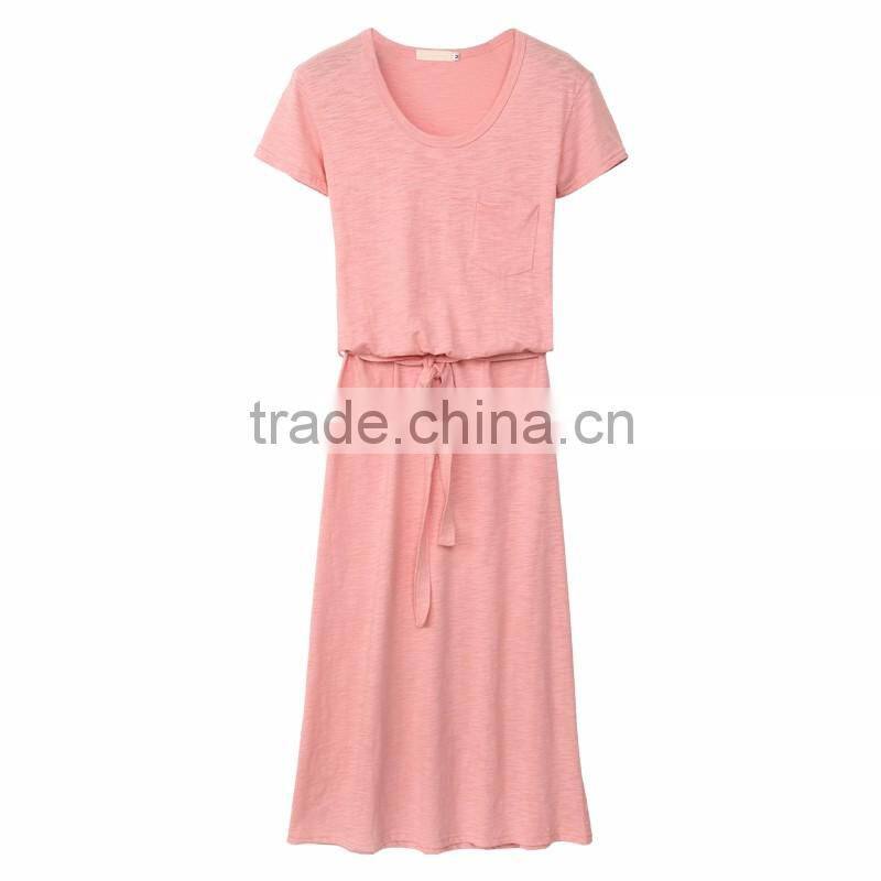The 2016 women's clothing of cultivate one's morality show thin short sleeve v-neck long dress